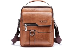 ANPTER Borsello Uomo Pelle Borsa a Tracolla da Uomo Casuale Crossbody Borse Messenger Bag Borselli Borsetta Impermeabile per ufficio,Viaggio,Vita quotidiana, creatività regalo per del papà