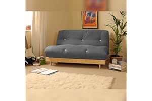 Comfy Living 4ft Small Double 120cm Wooden Futon Set with Grey Mattress