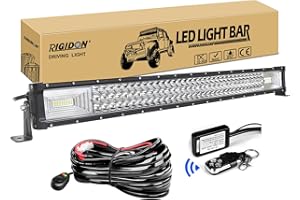 RIGIDON 32 Pouces 80 cm 405W LED Light Barre avec 12V stroboscopique Faisceau de câblage kit, Barre d'éclairage LED, Barre Lumineuse LED pour Offroad Véhicules Voiture camions SUV ATV 4x4,6000K