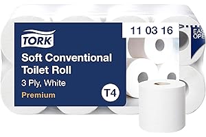 Tork Weiches Kleinrollen-Toilettenpapier in Weiß T4, Premium, 3-lagig, 8 × 250 Blatt, 110316