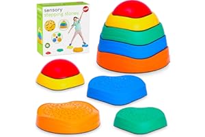 Tippi Sensory Stepping Stones for Kids - 5 Stackable Pieces With Sensory Textured Surfaces - Outdoor Play Equipment For Toddlers - Balance Toys For Children Age 18 Months +