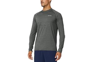 BALEAF Męska koszulka do biegania z długim rękawem, oddychająca koszulka funkcyjna, szybkoschnąca, sportowa koszulka turystyczna