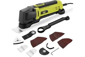 DEWINNER Outils multifonction Oscillants, 6 vitesses variables 0-23000RPM Multi-Fonctions Filaire 300W,Angle d'Oscillation de 3.5°, 37 Accessoires,Pour scier, gratter, couper, broyer et polir