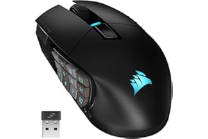 CORSAIR SCIMITAR ELITE RGB WIRELESS MMO Mysz Gamingowa - 26 000 DPI - 16 Programowalnych Przycisków - Do 150 Godzin Pracy na Baterii - Kompatybilna z iCUE - Czarny