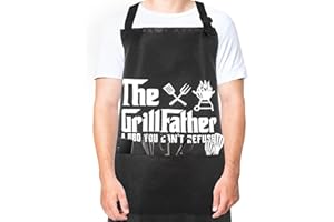 Nogeqi Grembiule da uomo, regalo di compleanno, grembiule, grembiuli da cucina, grembiuli da cucina, da uomo, per barbecue, regalo per papà, impermeabile, con 3 tasche, Nero , 31,5 x 27,56 Zoll