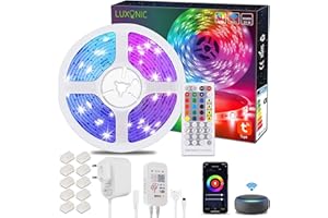 Taśmy LED WiFi 20M / 65,6Ft, LUXONIC Smart RGB LED Stripes Zmiana koloru pasków Alexa, synchronizacja muzyki sterowana przez APP, praca z Asystentem Google, bardzo długie światło LED do dekoracji pokoju