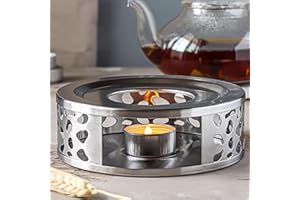 HSLXBY Chauffe-Base Théière Chauffe,Bougie Chauffe-Base,Chauffe thé Chauffe-Base ThéIère,Chauffe Théière en Acier Inoxydable avec Porte-Bougie,Peut être utilisé à la Maison et à l'extérieur