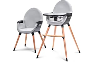 Kinderkraft FINI Chaise Haute Bébé, 2 en 1, Fauteuil Enfant, Chaise Enfant, Puericulture Bébé, Évolutive, Réglable, Avec Plateau, Solide, Design Universel, Facilement lavable, 20kg, Noir