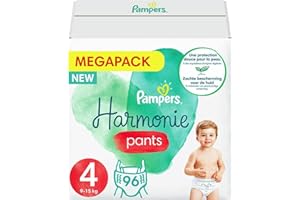 ‎PAMPERS Pampers Harmony Pants Größe 4 (9-15kg) 0% Kompromiss, 100% Saugfähigkeit, pflanzliche Inhaltsstoffe, leicht zu wechseln, 96 Windeln (4x24er Pack)