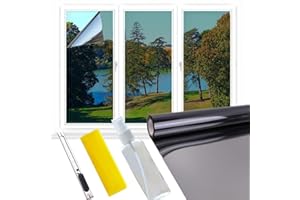HKC Película para Ventana Anti UV de Privacidad, 44,5 x 400 cm Vinilos para Cristales Adhesivo Efecto Espejo, Película Protectora Térmica sin Residuos para Hogar Oficina
