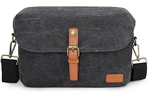 Baxxtar Louis II SLR torba na aparat - płótno z peleryną przeciwdeszczową - kompatybilna z Fujifilm X-S20 X-T50 - Canon EOS 2000D 4000D M6 RP R8 R10 R100 - Nikon Z-30 Z-50 Z6 II Z-f - Sony 7 II