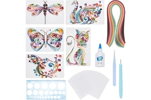 WEBEEDY Kit de Quilling en Papier - 20 Kits pour Cartes Chat, 36 Bandes de Couleur, 20 Cartes, Outils et Accessoires pour Décoration