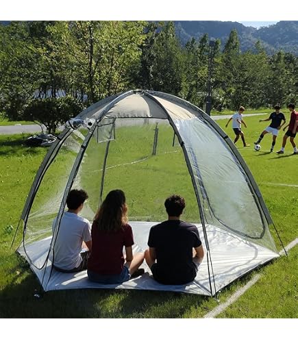 kuppelzelt transparent kaufen Transparentes Bubble Zelt, PVC Igluzelt 3 M / 3.6 M, Pavillon Wasserdicht Stabil Winterfest, Bubble House für Party, Camping, Familien, Balkon Gewächshaus, Angel, Faltbar(L:3m H:2.2m) Sport & Freizeit Color:Bdxmet/Wht/Prl tex—lock eyelet U-lock M Fin de série