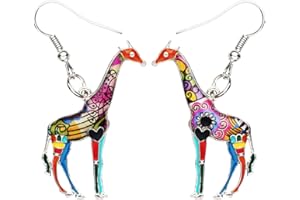 NEWEI Enamel Alloy Cute African Giraffe Earrings Dangle Drop Giraffe Jewelry for Women Girls Gift Charms