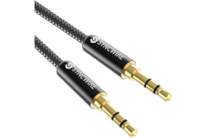 Syncwire Przewód AUX 3,5mm w Nylonowym Oplocie (3,3ft/1m), Pomocniczy Adapter Audio Hi-Fi Przewód AUX do Słuchawek, Samochodu, Domowego zestawu Stereo, Głośnika, iPhone'a, iPada, iPoda, Echo i innych