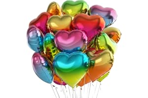 MELEAGER Herz Folienballon Bunt 24 Stück，Herzballons Hochzeit Bunt,Herz Helium Luftballons,Herzluftballons für Party,Geburtstag,Valentinstag, Hochzeit, Verlobung,Muttertag（Farbverlauf）