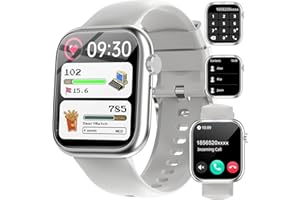 fitonyo Inteligentny zegarek dla mężczyzn i kobiet z połączeniem Bluetooth, 1,83" HD Smart Watch, SpO2, sen, pulsometr, 100 +, sportowy, IP68, zegarek fitness, dla iOS, Android, srebrny