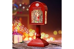 MECCTUCK Farolillo decorativo de Navidad, bola de nieve con música, decoración de Navidad, farol de Navidad retro con bola de nieve brillante, luz nocturna, USB y funciona con pilas para chimeneas, decoración