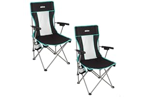 AKTIVE Pack 2 sillas Plegables Camping Deluxe, Respaldo de Rejilla Transpirable, Estructura de Acero, Posavasos, Bolsa de Transporte, para Camping y Exteriores (63126)