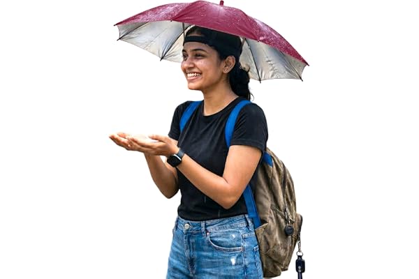 Quickware Hat Umbrella, Blue, Silver Coated, Lightweight, Hands-Free, Available in Small and Large Sizes