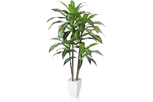 ‎FOPAMTRI Fopamtri Künstlicher Drachenbaum 120cm Kunstpflanze mit 74 Blättern, Tropische Plastik Künstliche Pflanzen im Topf für Wohnzimmer Schlafzimmer Büro Garten Dekoration