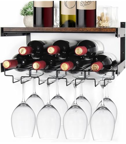 Portabicchieri E Portabottiglie 2 In 1 Sharplace In Ferro Nero, Per 2 Bottiglie E 8 Calici, Da Tavolo, Design Moderno, Per Cucina, Bar E Ristorante