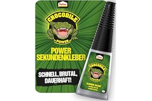 Pattex Crocodile Power Sekundenkleber, extra starker Superkleber, schnelltrocknender Alleskleber für Metall, Holz und mehr, wasserabweisend und transparent, 1 x 10g
