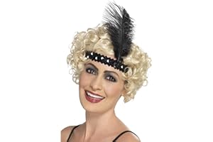 Smiffys Bandeau jeune fille délurée années 20, Noir, avec plume