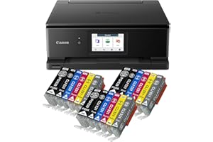 IC-Office TS8750 Tintenstrahl Multifunktionsdrucker 3-in-1 (Drucken, Kopieren, Scannen, SD-Karte, Duplex, WLAN, AirPrint) schwarz + 18 XXL Tintenpatronen