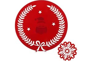 Himissy Sottopiatti Natalizi, 8 Sottopiatti Rosso Natale Rotonde da 30 cm e 8 Sottobicchieri Natalizi, Tovagliette Natalizie Rosso, Sotto Piatti con Babbo Natale, per Accessori Tavolo Natalizia (B)