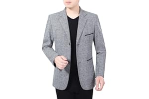KPPONG Blazer à Carreaux Hommes Slim Fit Business Formel Élégant Automne et Hiver Manches Longues Rétro Décontracté Costume