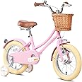 Glerc Girls Bike with Basket for 3-10 Years Old Kids, 12 14 16 18 20 Inch with Bell and Stabilisers, Multiple Colors