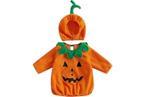 COCMOUSE Newborn Toddler Baby Girl Boy Halloween Pumpkin Costumes Long Sleeve Crew Neck Tops+Hat Set Cosplay Clothes