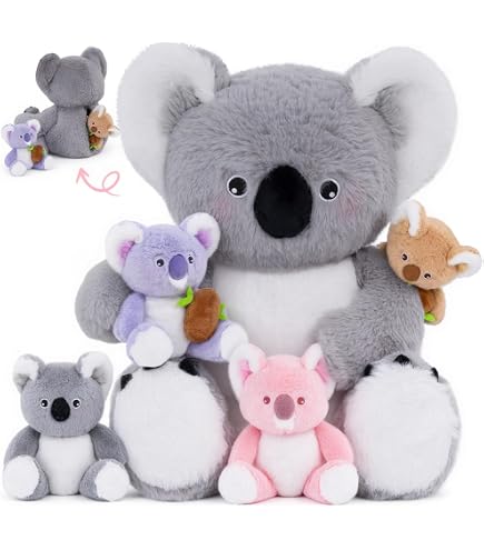 Heunec Koala Baby Toy - Grey Soft Plush Stuffed Animal, 22x14x23 Cm, Machine Washable, Supports Endangered Species