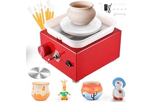 SenDeluz Mini Rueda de Cerámica, Máquina Eléctrica de Cerámica 30 W Velocidad 2000 RPM con Lavabo Extraíble de ABS y Plato Giratorio de 6,5/10 cm Máquina de Rueda de Cerámica para Niños, Adultos