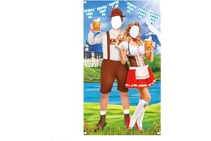 COLOFALLA Oktoberfest Foto Requisiten Fotowand Bayerisch Foto Hintergrund Tür Banner Photo Booth Oktoberfest Deko Spiele Zubehör Lustig Bayern Party Dekoration, 180 x 100cm (A)