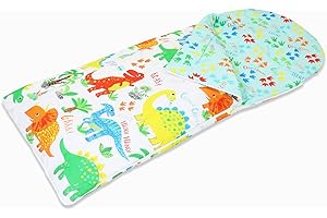 Happy Linen Company Girls Boys Kids Cute Dinky Dinosaurs White 155 x 65 cm Reversible Sleeping Bag