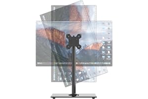 Pholiten Support Ecran PC pour écran 13-32 Pouces jusqu'à 10 kg, Support Ecran avec Construction Solide, Pied Ecran PC, Inclinaison réglable ±25°, Pivotement ±80°, Rotation 360°, VESA 75/100 mm