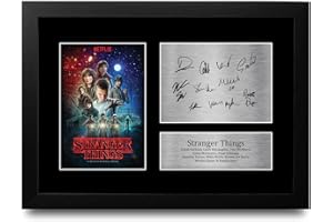 HWC Trading Strange Hawkins Thing Cast Millie Bobby Brown Gifts Printed Signed Autograph Picture for TV Memorabilia Fans - A4 Framed