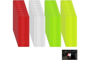 Kryzulax 40 Piezas Pegatinas Reflectantes,Reflectante Bicicleta,Adhesivo Reflectante,Cinta Adhesiva Reflectante Seguridad,4 Colores,Cuadrados Reflectante para Bicicleta/Cochecito/Casco/Moto