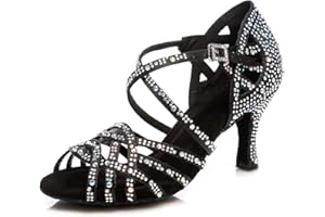 MINITOO Damen Tanzen Schuhe Tanzschuhe Latein Salsa Glitzer