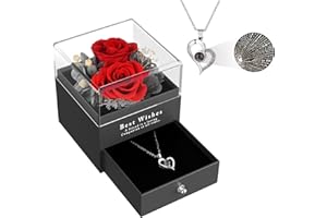SANOTO Cadeau Femme, Bijoux Femme,Rose Eternelle, Maman Copine Amie Cadeaux Grand Mere Cadeaux pour Grand Meres Collier Femme Je t'aime 100 Langues