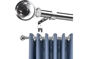 GDEVKHN Curtain Poles for Windows, Curtain Poles for Eyelet Curtains, Extendable Single Curtain Rod with Self-locking for Living Room, Bathroom, Bedroom（70.9-102.3inch, Silver）