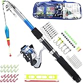 Q-Tac - Angelset für Kinder [Fertig montiert & Angelrolle bespult] Teleskop-Angelrute 165 cm, Kinderangel sofort einsatzberei