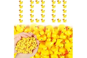 CYZBL 100 Pieces Mini Canards en Résine Polyvalent Set, Petits Forme et Vive Réaliste Little Duck Ornements pour Bricolage, Miniatures Figurines de Canard pour Maisons de Poupées (Jaune) (Jaune)