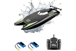 Goolsky Ferngesteuertes Boot für Kinder und Erwachsene - 15+ MPH Hochgeschwindigkeits-Rennboot mit Dual-Motor, 2,4 G, 2 Kanäle für Pools oder Seen, mit 2