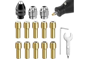 Pyrrhonian Set Di Mandrini, Compatibile Con D-Remel, 1/32" Fino a 1/8", Ricambio 4486, Mandrino Con Ricambio 4485, In Ottone, 15 Pezzi