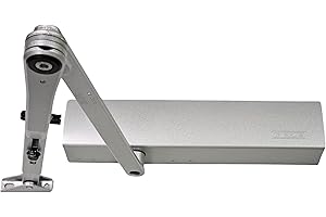 ALIRANTA GEZE TS 4000 Silber Gestängetürschließer für einflügelige Türen bis 1400 mm Flügelbreite mit EIN und ausschaltbar Feststellgestänge und Montageplatte/Set 3 in 1