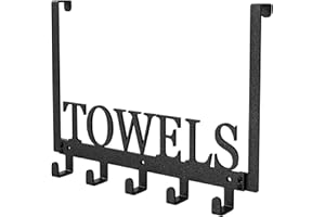 Joyoldelf Over Door Hooks Hanger, Door Hooks Without Drilling, Door Hanger for Hanging Coats, Towels, Hats, Clothes, for Bedroom, Bathroom, Living Room, Kitchen Door - with 5 Hooks (Black)