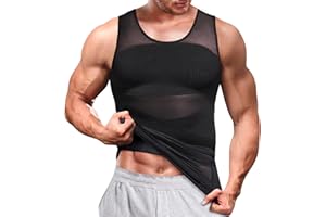Bingrong Men's Chest Compression Shirt Slimming Body Shaper Tummy Control Vest Shapewear Abdomen Undershirt Tank Top